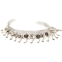 Diadema tribal para danza del vientre con monedas de metal- estilo gitano étnico (plateado)